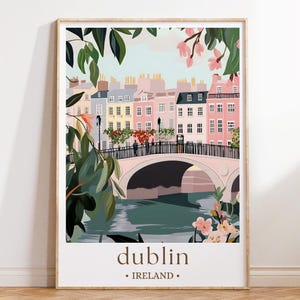 Dublin Ireland Wall Art, Temple Bar Scene Poster, Travel City Print, Pub Illustration, European Urban Decor