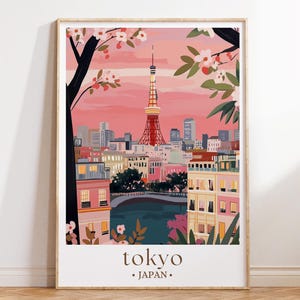 Tokyo Japan Print, Tokyo Print, Japanese Wall Art, Japanese print, Tokyo art, Japanese wall decor, Mount Fuji print, Cherry Blossoms Art