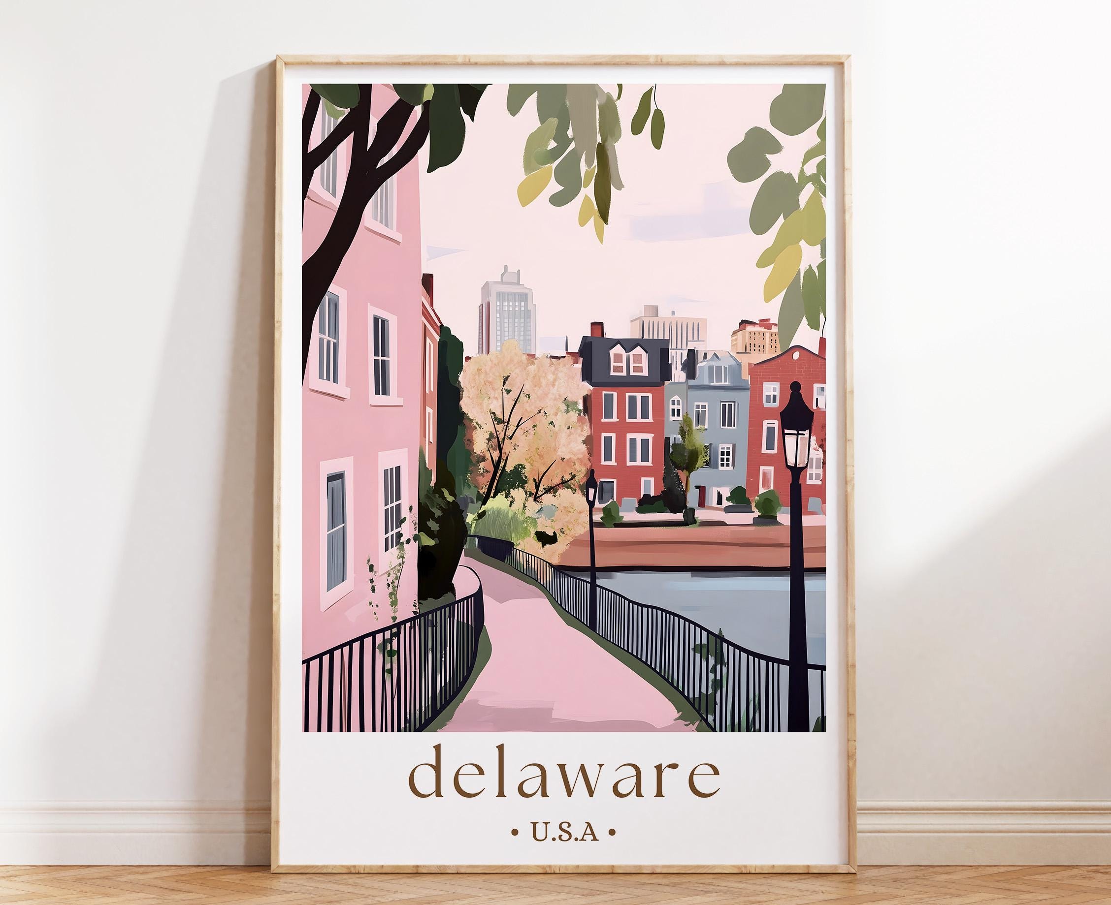 デラウェア州、アメリカ旅行ポスター、愛国心や地元への装飾に最適な東