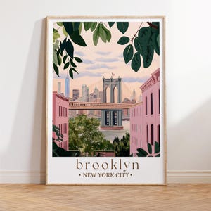 Póster de Brooklyn, arte mural de la ciudad de Nueva York, póster de viaje de Bryant Park, Nueva York, decoración del hogar, regalo personalizado, regalos de boda