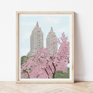 New York, Central Park, New York art print, New York art prints, New York wall art, New York poster, Cherry Blossom Wall Art, New York gift