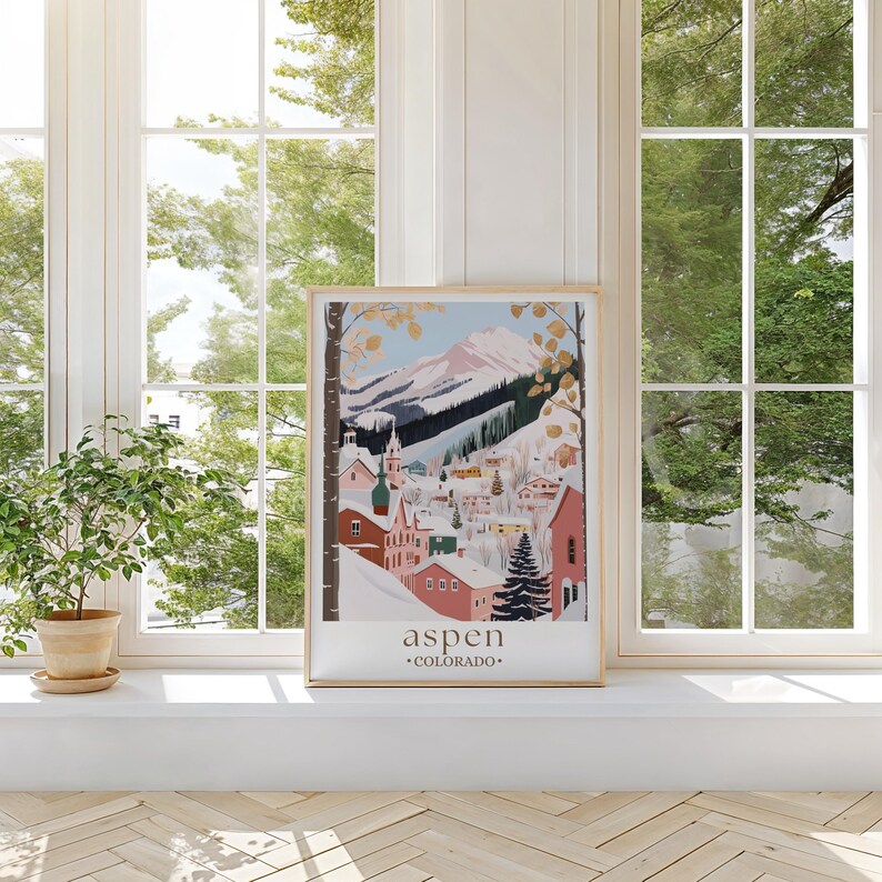 Aspen Colorado Travel Wall, Colorado Art Poster Print Home Decor, Aspen Ski Print, Personalised Present, Wedding Gifts image 4