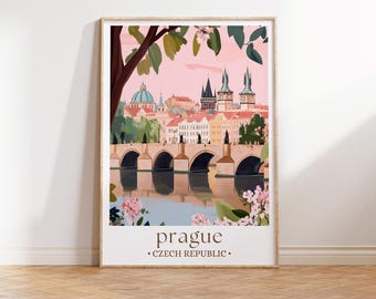 Prague City Art print, Prague travel poster, Czech Republic travel gift, Prague digital download, Czech Republic poster, Prague gift