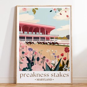 プリークネスステークスのポスター、ピムリコ競馬場のアートプリント、イラスト入り競馬壁飾り