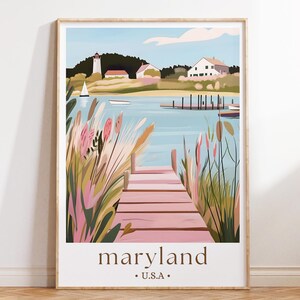 Maryland USA Travel Print, Nautical and Historic East Coast Wall Art