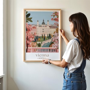 Vienna Austria Scenic Travel Poster, Schönbrunn Palace Art, European City Wall Decor, Travel-Themed Home Decoration Wall Print Austria Art