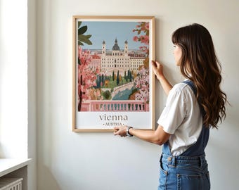 Vienna Austria Scenic Travel Poster, Schönbrunn Palace Art, European City Wall Decor, Travel-Themed Home Decoration Wall Print Austria Art