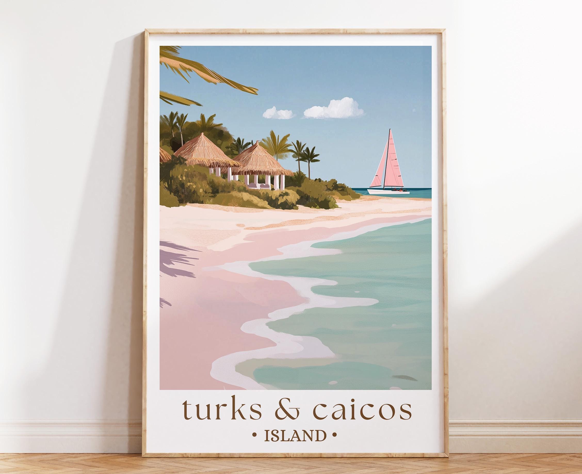 ⭐️専用ページ⭐️ Turks and Caicos Travel Poster, Tropical Island Print, Beach