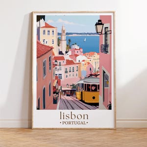 Lisbon Portugal Travel Poster, Portugal Wall Art, Lisbon Print, Home Decor, Birthday Present, Personalised Travel Poster image 1