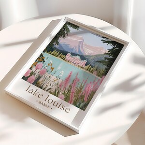 Lake Louise Banff Poster, Landscape Wall Art Canada Travel Decor for Home and Office Canadian Rockies Travel Art, Nature Inspired Home Decor image 2