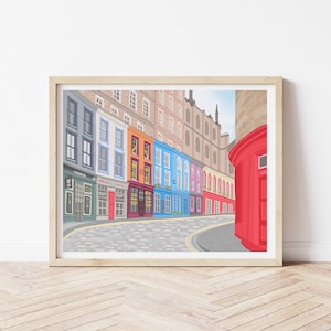 Impressão de Edimburgo, Escócia, Impressão da Rua Victoria, Arte de Parede de Edimburgo, Arte da Escócia, Decoração de Parede de Edimburgo, Impressão da Cidade Escocesa