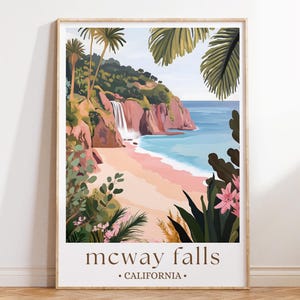 Impression de McWay Falls en Californie, art mural paysage côtier de Big Sur