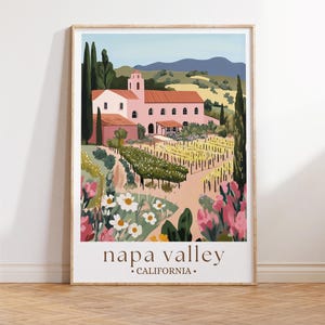 Napa Valley Travel Poster, California Vineyard Art, Wine Lover Decor, Scenic Wall Art for Home and Office California Colorful City Print