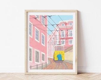 Lisbon Art Print, Lisbon wall art, Lisbon Portugal print, Lisbon Portugal prints, Lisbon poster, Portugal Lisbon, Lisbon Print gift