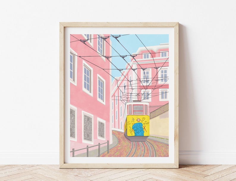 Lisbon Art Print, Lisbon wall art, Lisbon Portugal print, Lisbon Portugal prints, Lisbon poster, Portugal Lisbon, Lisbon Print gift image 1
