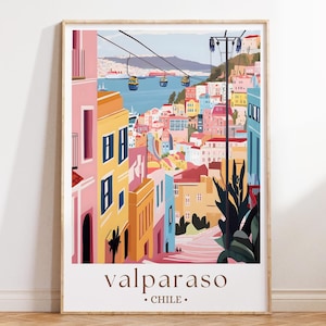 Valparaiso Chile Travel Print, Colorful Coastal City Wall Art for Global Decor