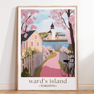 Impresión de la Isla Ward de Toronto, póster panorámico frente al mar, arte de refugio urbano acogedor, decoración para viajes a Canadá