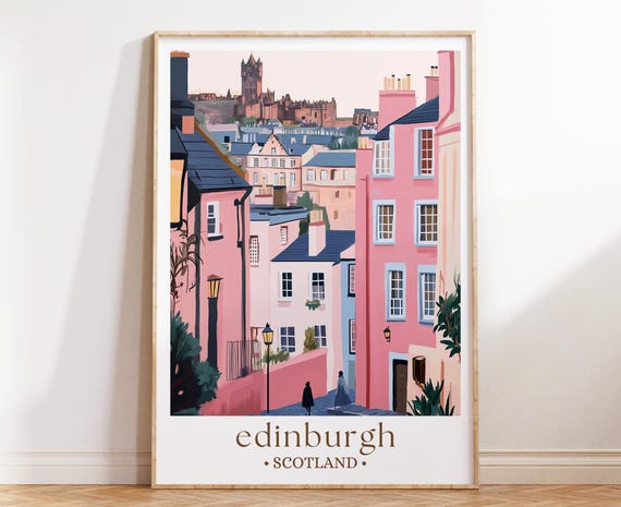 Edinburgh Scotland Print, Historic Cityscape Poster, European Landmark Art, UK Travel Decor
