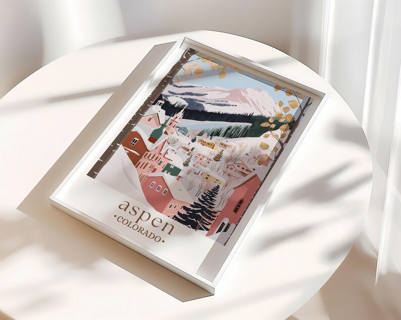 Aspen Colorado Travel Wall, Colorado Art Poster Print Home Decor, Aspen Ski Print, Personalised Present, Wedding Gifts image 2