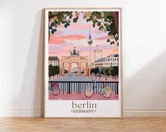 Berlin Travel Poster, Germany Cityscape Art, Wall Decor for Travel Enthusiasts, Unique Personalized Gift Idea, Historic Landmark Gift