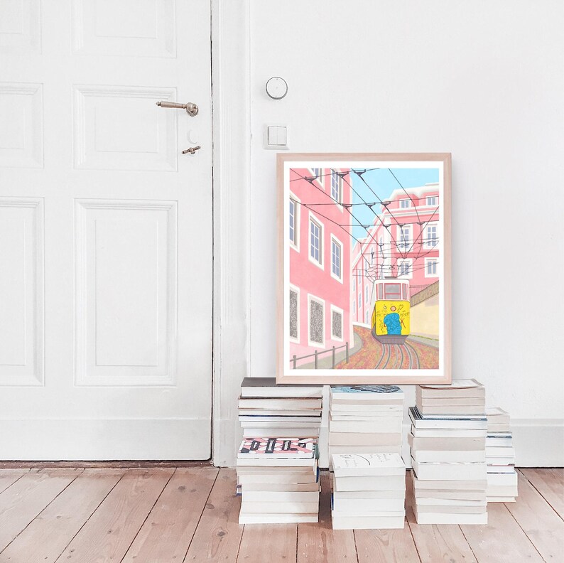 Lisbon Art Print, Lisbon wall art, Lisbon Portugal print, Lisbon Portugal prints, Lisbon poster, Portugal Lisbon, Lisbon Print gift image 3