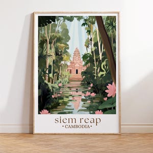 Siem Reap Cambodia Travel Poster, Angkor Wat Print, Asian Wall Art, Cultural Landmark Decor, Temple Art, Wanderlust Gift, Asia Travel