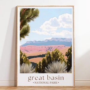Great Basin National Park Druck, Nevada Landschaft Poster, Sternengucker Wand Kunst, Malerische Natur Reise Illustration