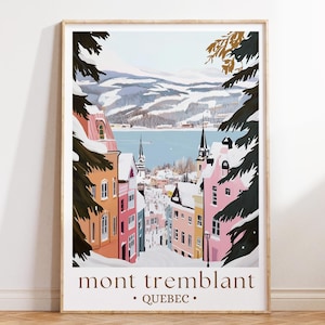Mont Tremblant Quebec Travel Poster, Canadian Mountain Print, Ski Resort Wall Art, Nature Adventure Decor, Gift