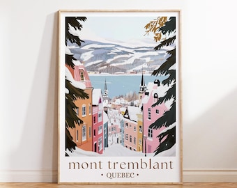 Mont Tremblant Quebec Travel Poster, Canadian Mountain Print, Ski Resort Wall Art, Nature Adventure Decor, Gift