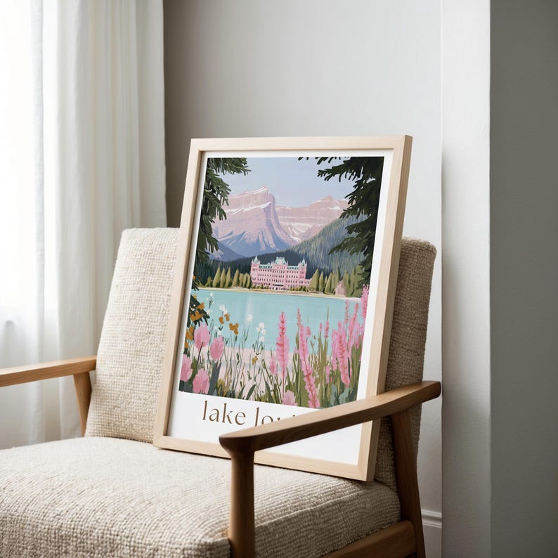 Lake Louise Banff Poster, Landscape Wall Art Canada Travel Decor for Home and Office Canadian Rockies Travel Art, Nature Inspired Home Decor image 6