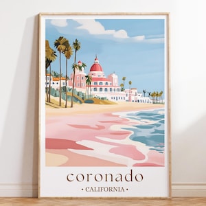 Coronado California Poster, Beach Town Travel Art for Coastal Wall Decor