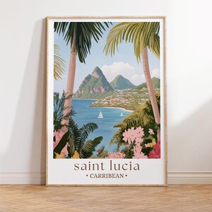 St Lucia Travel Print Caribbean, St Lucia Poster, Caribbean Poster, Travel Wall Art, St Lucia Print, St Lucia, Caribbean, Travel Poster