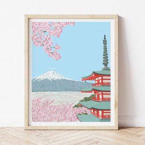 Impression de Tokyo Japon, Impression de Tokyo, Art mural japonais, Impression japonaise, Art de Tokyo, Décoration murale japonaise, Impression du Mont Fuji, Art de fleurs de cerisier