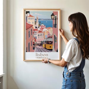 Lisbon Portugal Travel Poster, Portugal Wall Art, Lisbon Print, Home Decor, Birthday Present, Personalised Travel Poster image 4