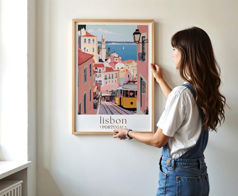 Lisbon Portugal Travel Poster, Portugal Wall Art, Lisbon Print, Home Decor, Birthday Present, Personalised Travel Poster image 4
