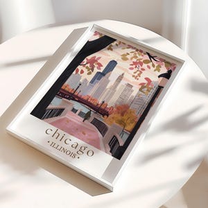 a picture frame with a picture of a chicago skyline