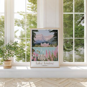 Lake Louise Banff Poster, Landscape Wall Art Canada Travel Decor for Home and Office Canadian Rockies Travel Art, Nature Inspired Home Decor image 4