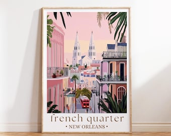 French Quarter New Orleans Travel Poster, Historic Cityscape Art, Jazz Culture Print, Southern USA Wall Decor, Travel Gift