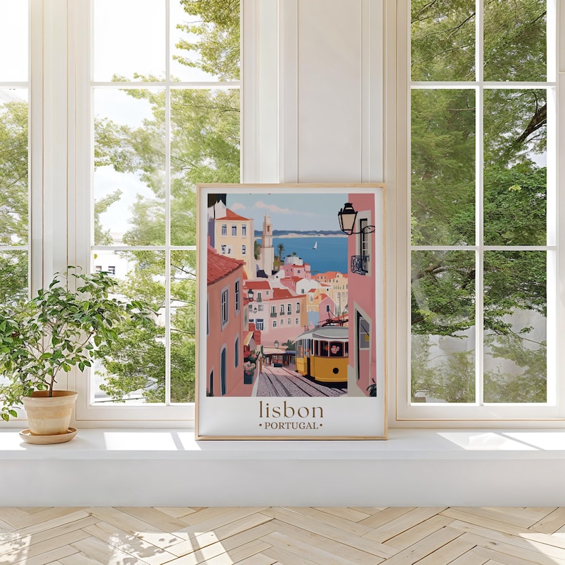 Lisbon Portugal Travel Poster, Portugal Wall Art, Lisbon Print, Home Decor, Birthday Present, Personalised Travel Poster image 3