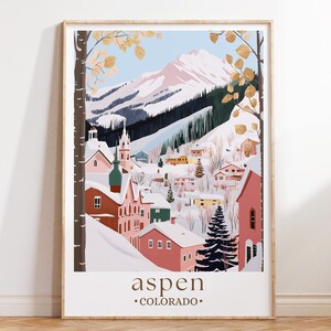 Aspen Colorado Travel Wall, Colorado Art Poster Print Home Decor, Aspen Ski Print, Personalised Present, Wedding Gifts image 1