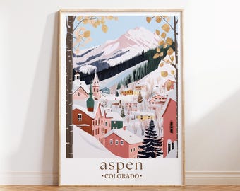 Aspen Colorado Travel Wall, Colorado Art Poster Print Home Decor, Aspen Ski Print, Personalised Present, Wedding Gifts
