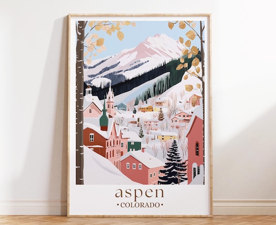 Aspen Colorado Travel Wall, Colorado Art Poster Print Home Decor, Aspen Ski Print, Personalised Present, Wedding Gifts