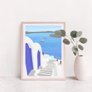 Santorini Dome, Santorini Greece print, Santorini Greece prints, Santorini Hill wall art, Santorini poster, Greece, Santorini Print gift