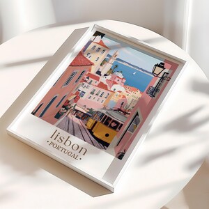 Lisbon Portugal Travel Poster, Portugal Wall Art, Lisbon Print, Home Decor, Birthday Present, Personalised Travel Poster image 2