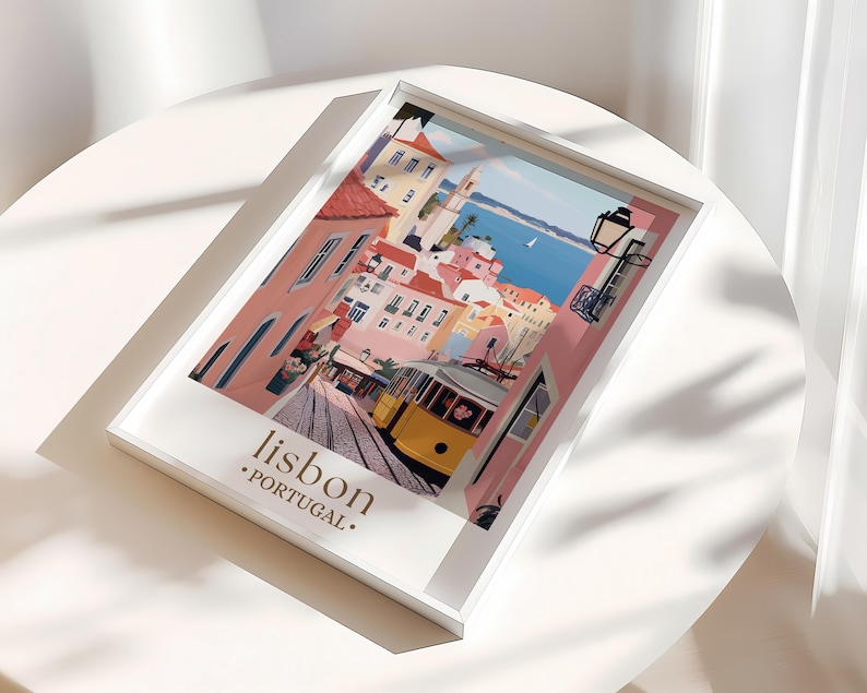 Lisbon Portugal Travel Poster, Portugal Wall Art, Lisbon Print, Home Decor, Birthday Present, Personalised Travel Poster image 2