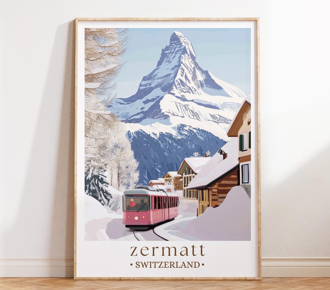 Zermatt Switzerland Art Print, Mountain Wall Art, Swiss Alps Poster ...