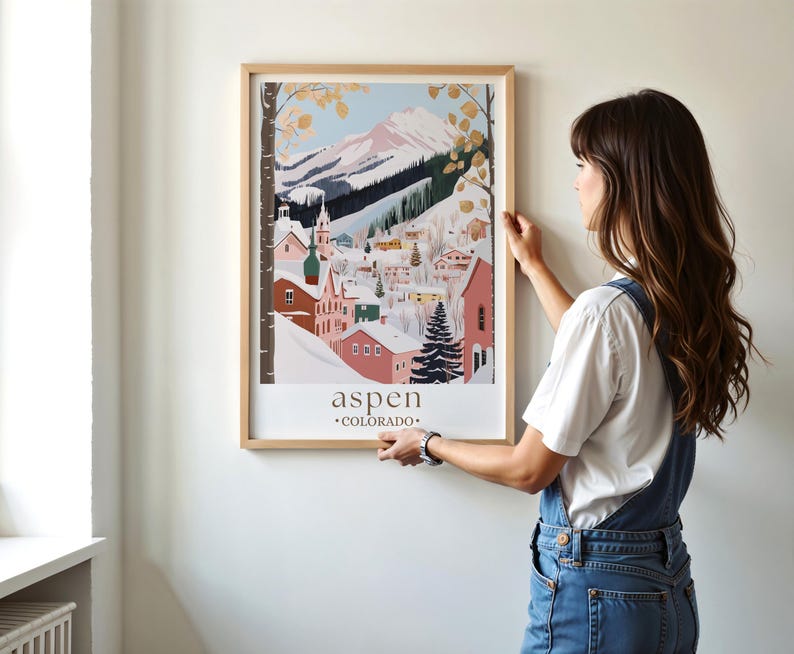 Aspen Colorado Travel Wall, Colorado Art Poster Print Home Decor, Aspen Ski Print, Personalised Present, Wedding Gifts image 5