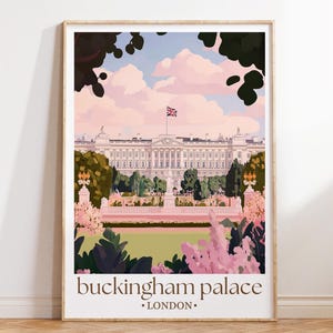 Buckingham Palace Kunstdruck, London Royal Wahrzeichen Poster, Illustrierte Britische Wanddekoration