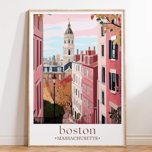 Boston Travel Print Wall Art, Boston Wall Hanging Home Décor Boston Gift Art Lovers Massachusetts Art Gift Lover Print Massachusetts Decor