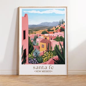 Santa Fe New Mexico Travel Wall Art Poster Print, New Mexico Travel Poster, Land Of Enchantment State Print, Desert Landscape Art